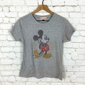 Disney Ink & Paint Disneyalia Bling Crystals Mickey Mouse Gray Tee